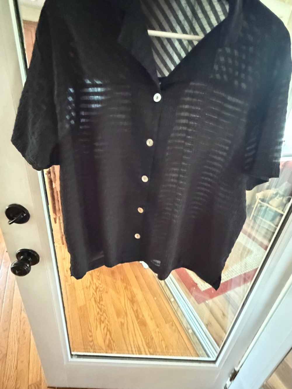 Vintage Size Large 💯 Silk Allyson Whitmore Black Sheer Button-Up Top - Picture 6 of 11